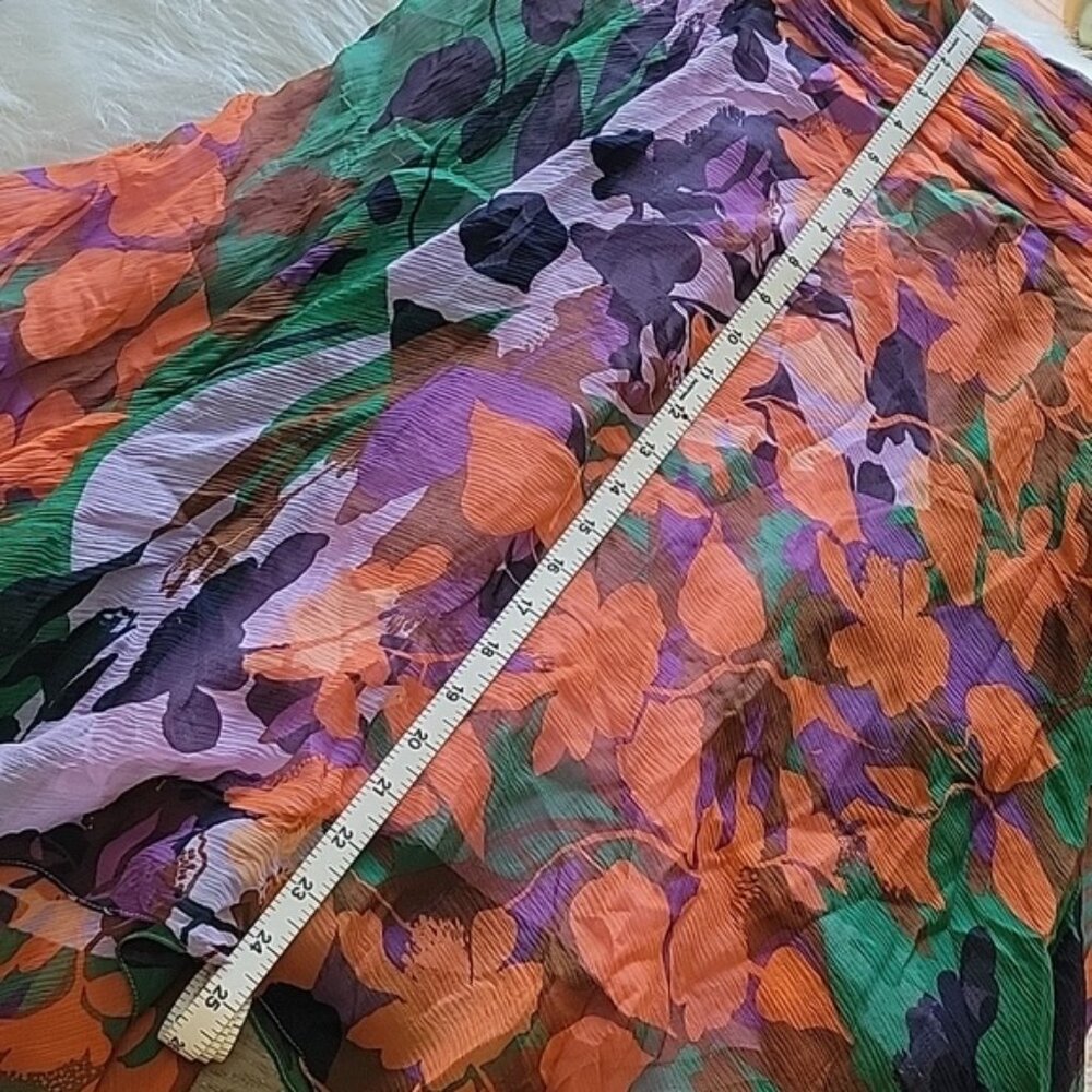 BCBGMAXAZARIA 100% Silk Orange Purple Handkerchief Hem Boho Flowy Party Skirt 6 - Picture 8 of 9